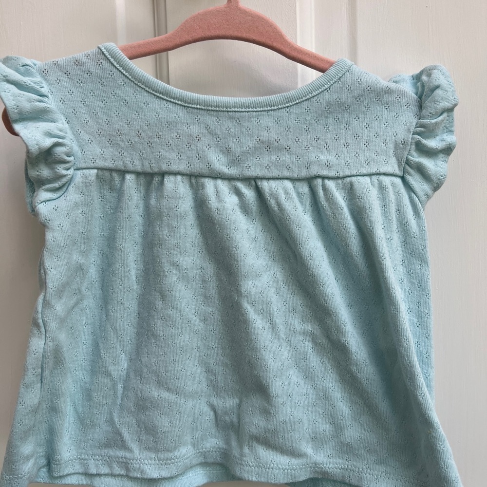 Okie Dokie 24M Light Blue Flutter Short Sleeve Blouse